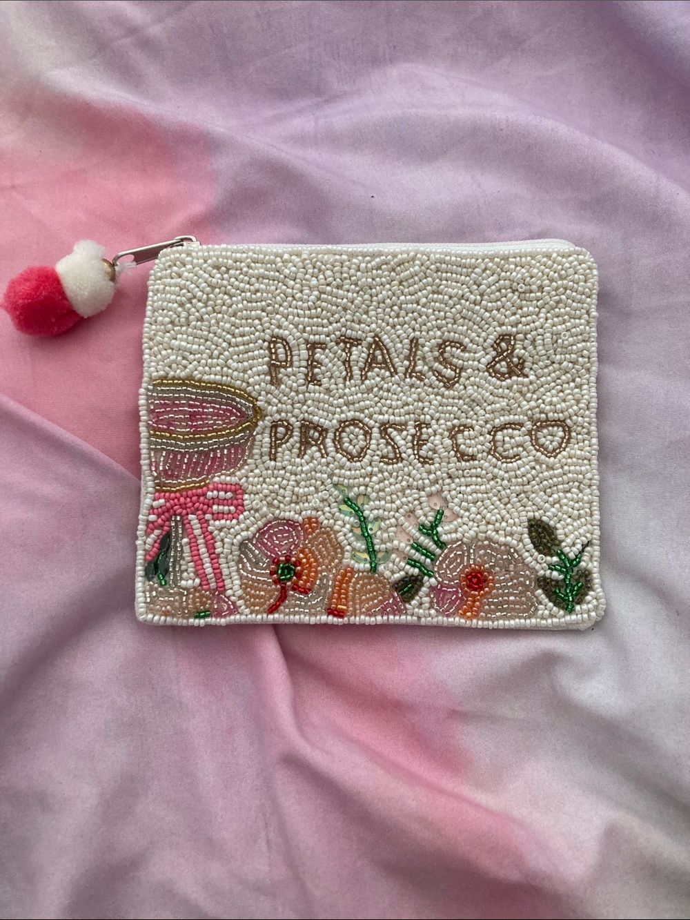 Sequin Petals and Prosecco change purse